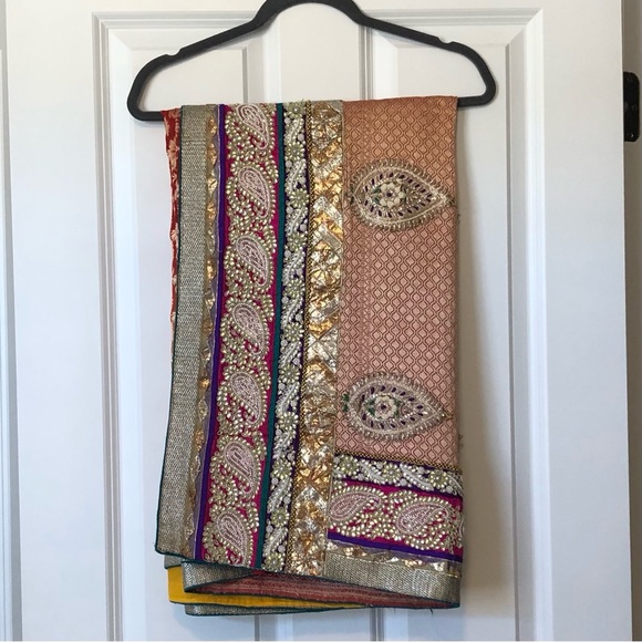 Indian Red and Yellow Sari - Picture 6 of 13